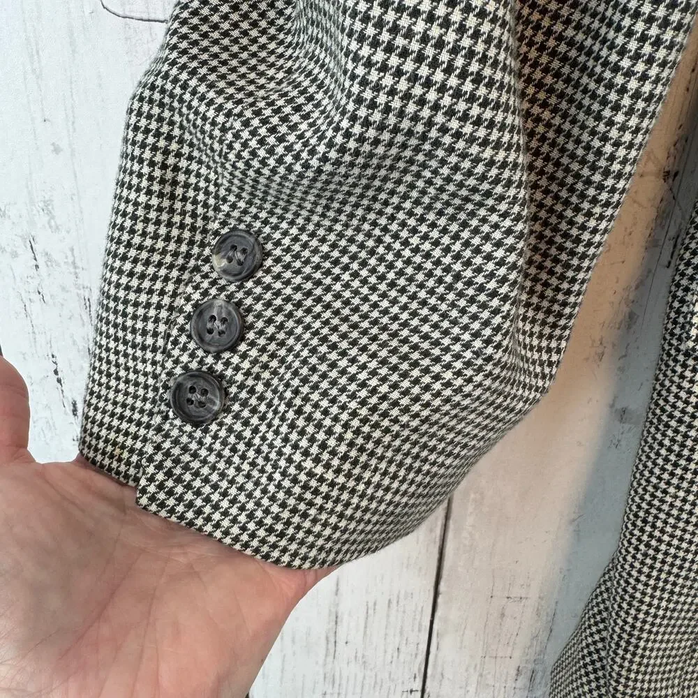 VTG Brooks Brothers Black White Houndstooth 2-Button Sport Coat Blazer Size 41L